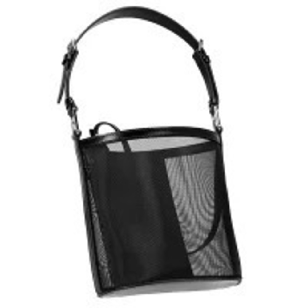 Prada mesh leather bucket bag sheer mesh Black